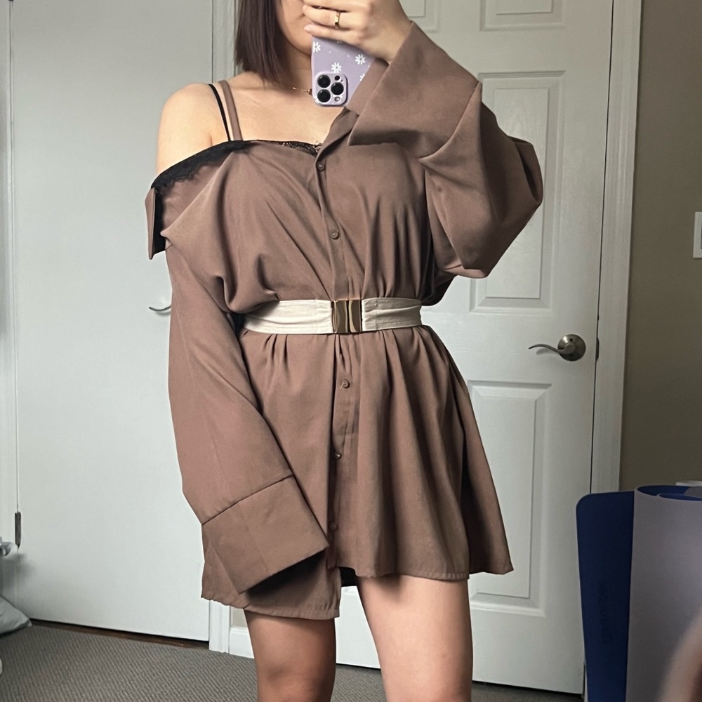 One shoulder shirt dress